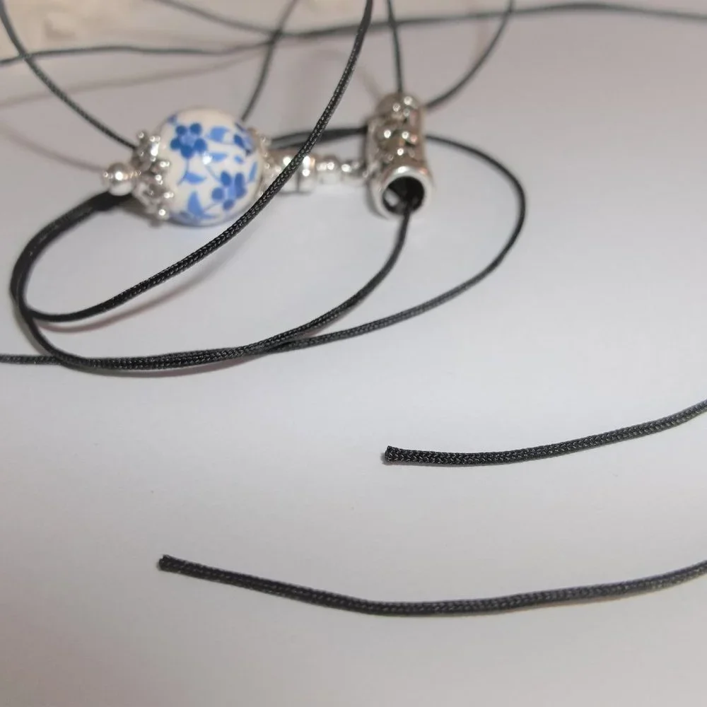 Necklace, Pendant, Blue Necklace, Flower Necklace, Blue Flower Necklace, 8011 - Picture 5 of 9